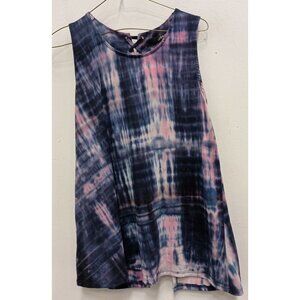 Ariella Womens Tank Top Size Small Purple Tie Dye Lace Up Back Hippie BOHO